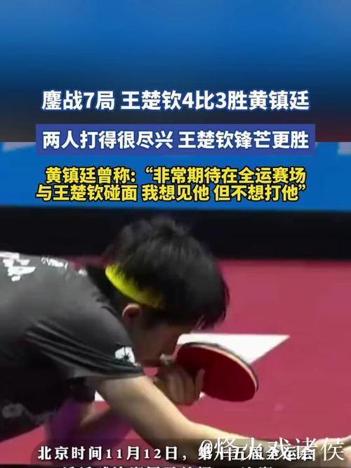 王楚钦苦战七局以4-3击败黄镇廷 挺进全运会男单八强